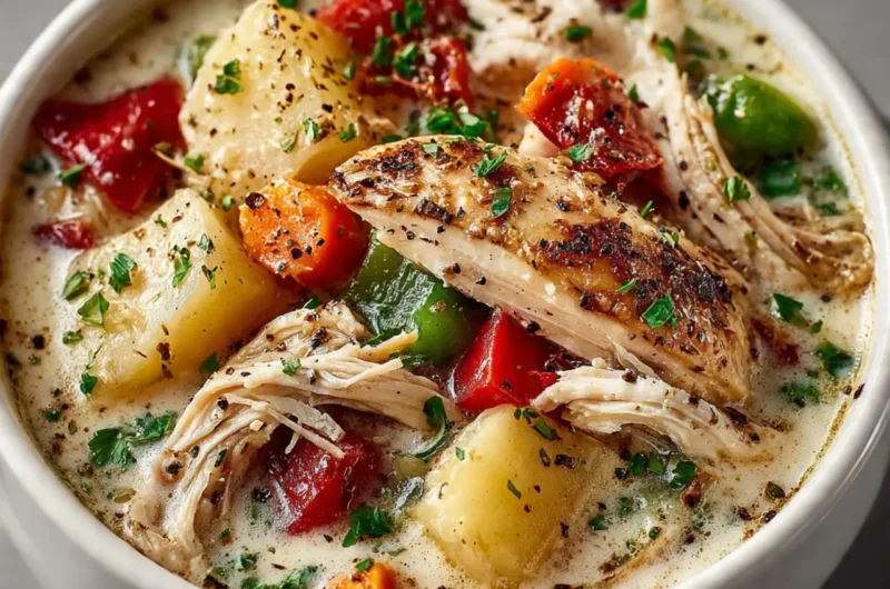 Winter chicken pot pie soup