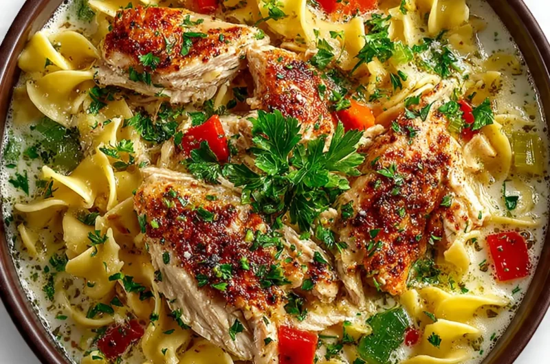 Winter creamy chicken noodle soup