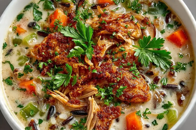 Winter chicken wild rice soup