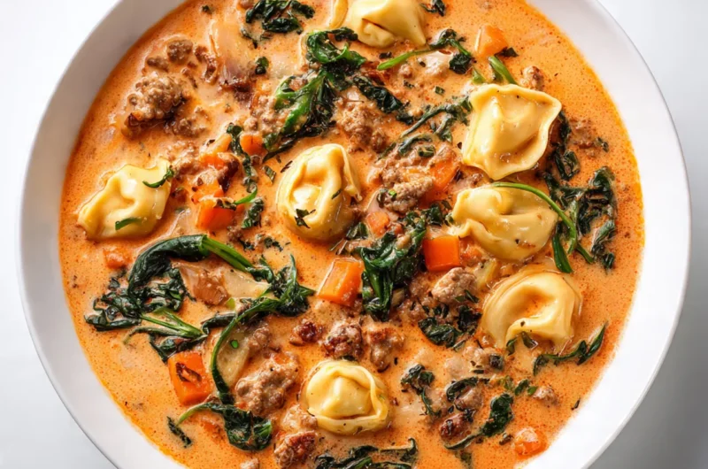 Slow Cooker Creamy Sausage & Tortellini Soup