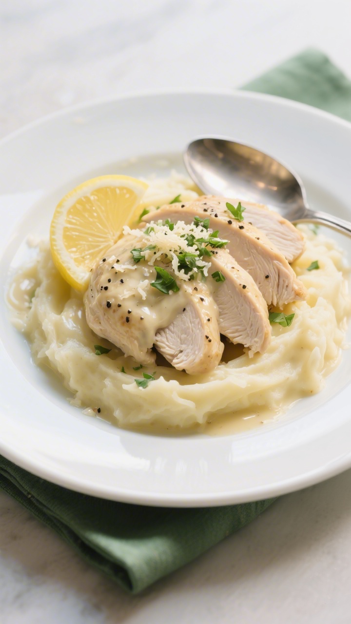 Final plated dish – Restaurant-quality presentation: Beautifully plated creamy ranch chicken on a